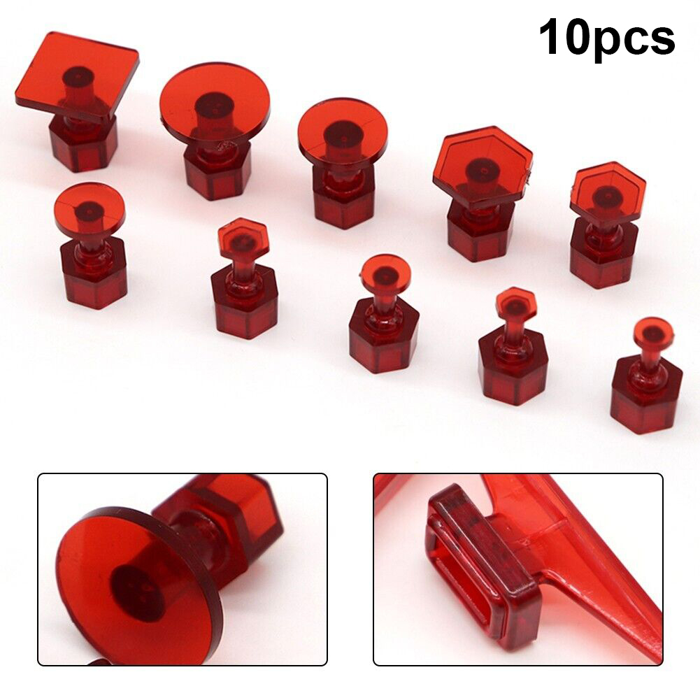 Body Jewelry Glue - เครื่องมือซ่อมรอยบุ๋มแบบไม่มีสี10ชิ้นชุดดึงเครื่องมือเครื่องมือดึงรอยบุบแบบย้อนกลับเครื่องมือดูดตัวถ้วยกาวสีแดงแท็บ