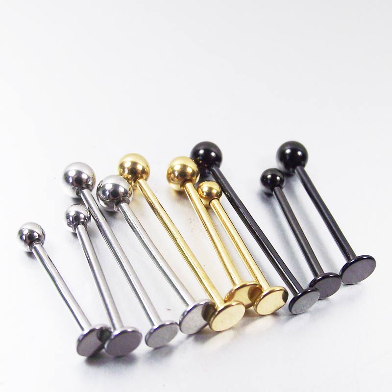 Body Jewelry Gauges - 2 ชิ้น 316L เหล็กผ่าตัดลิ้น Labret Cheek