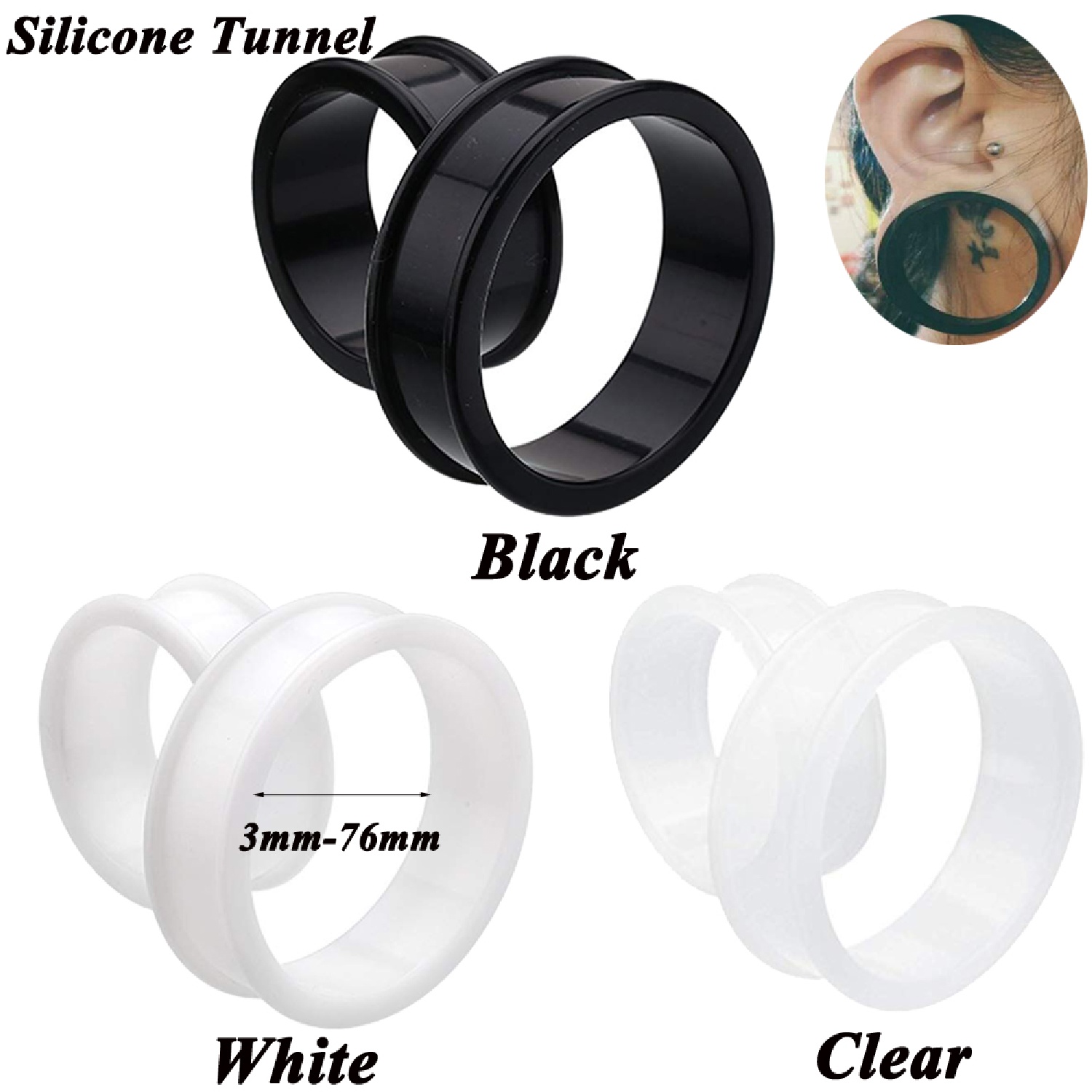Body Jewelry Gauges - 2 ชิ้น Supersize ซิลิโคนยืดหยุ่นคู่ Flared หูอุโมงค์ปลั๊กหูเจาะเนื้ออุโมงค์หูวัด
