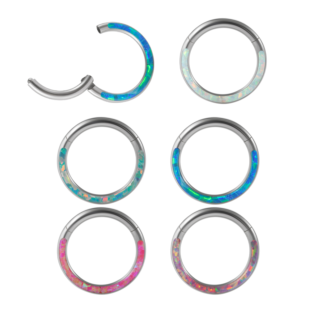 Body Jewelry Quality - ห่วงเหล็กโอปอลแบบห่วงคล้องจมูกสำหรับผ่าตัด1ชิ้นเครื่องประดับเจาะร่างกายห่วงโอปอลห่วงเจาะร่างกาย