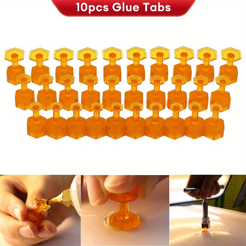 Body Jewelry Glue - แท็บกาว 10 ชิ้นสำหรับการซ่อมแซมรอยบุ๋มแบบไม่ทำสี (PDR) - อุปกรณ์เสริมสำหรับการกำจัดรอยบุ๋มบนตัวรถ