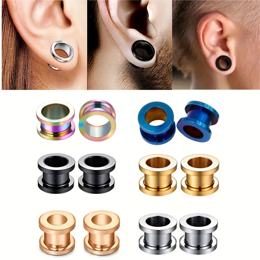 Body Jewelry Gauges - ใหม่2ชิ้นที่มีสีสันอลูมิเนียมสกรูพอดีกับหูเนื้ออุโมงค์ต่างหูปลั๊กขยายเครื่องประดับร่างกายเจาะวัดหู