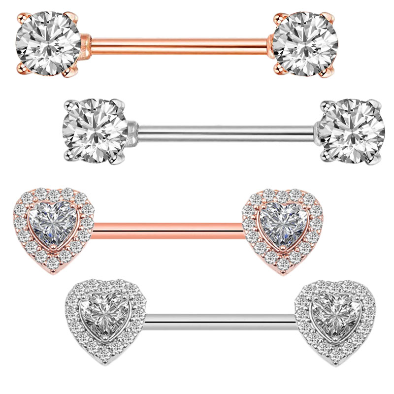 Body Jewelry Quality - 2Pcs คุณภาพสูงหัวนมเจาะบาร์ 316L เหล็กผ่าตัดหัวนมแหวน Body Piercing