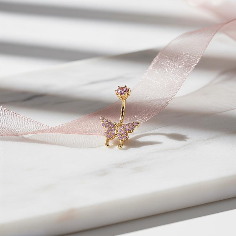 แหวนเจาะสะดือรูปผีเสื้อประดับเ - Body Jewelry Quality บทวิจารณ์และราคา