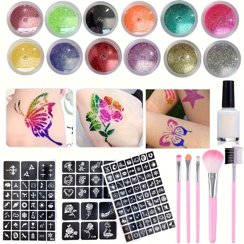 DIY Flash Tattoo 12 สี Glitter - Body Jewelry Glue บทวิจารณ์และราคา