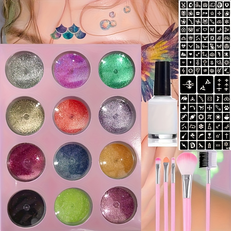 DIY Flash Tattoo 12 สี Glitter - Body Jewelry Glue บทวิจารณ์และราคา
