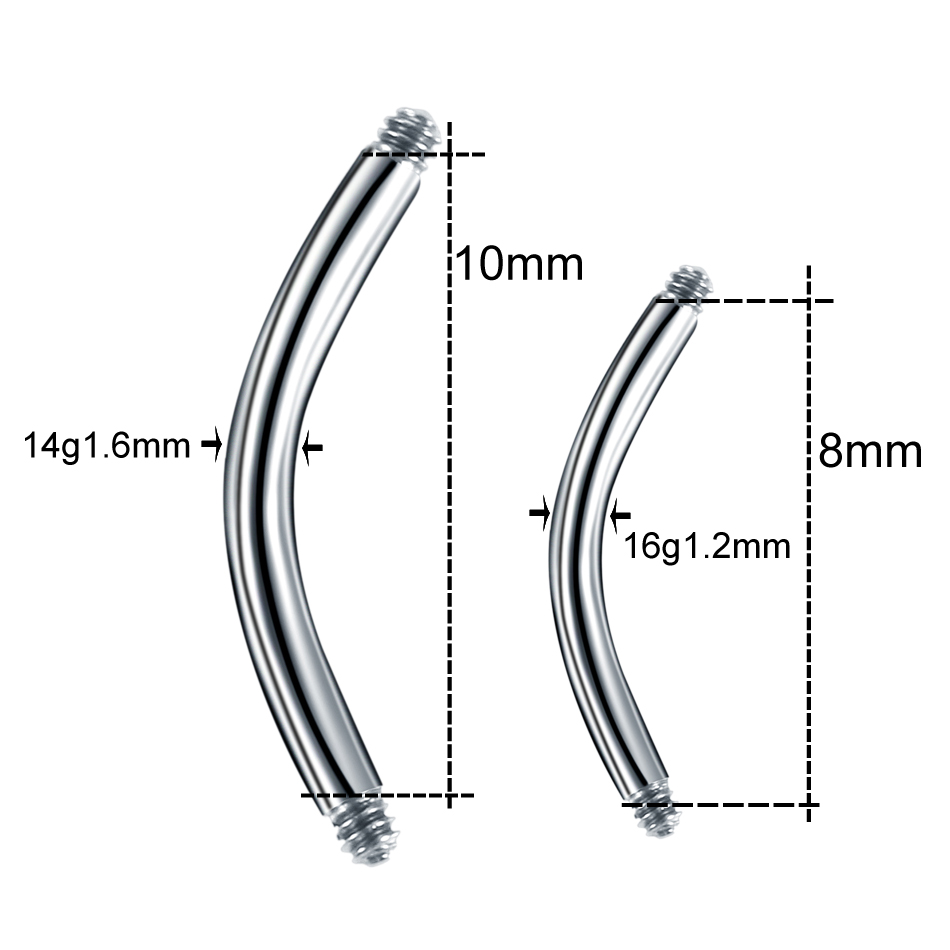 100 ชิ้น/ล็อตกล้วยกล้วยเหล็กสำ - Body Jewelry Gauges บทวิจารณ์และราคา