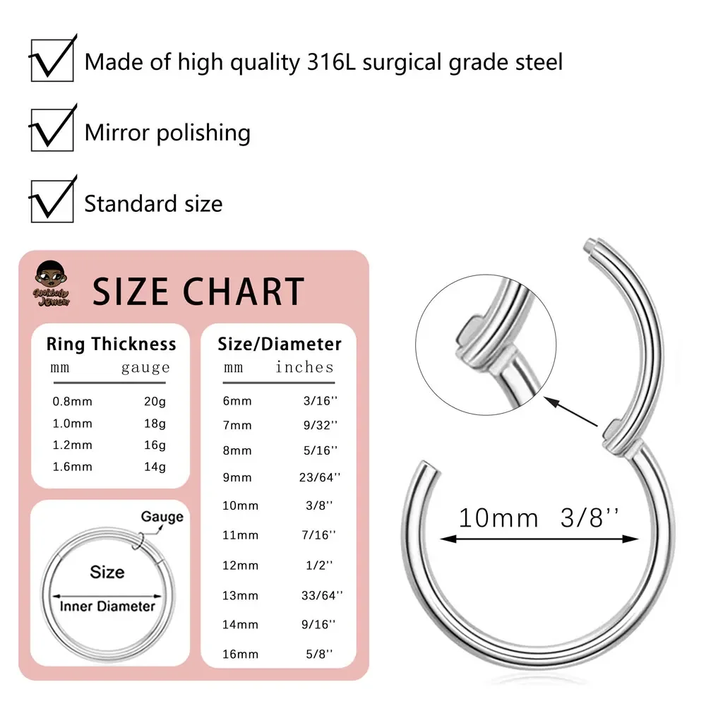 10 ชิ้น 316L สแตนเลสสตีลแหวนจม - Body Jewelry Quality บทวิจารณ์และราคา