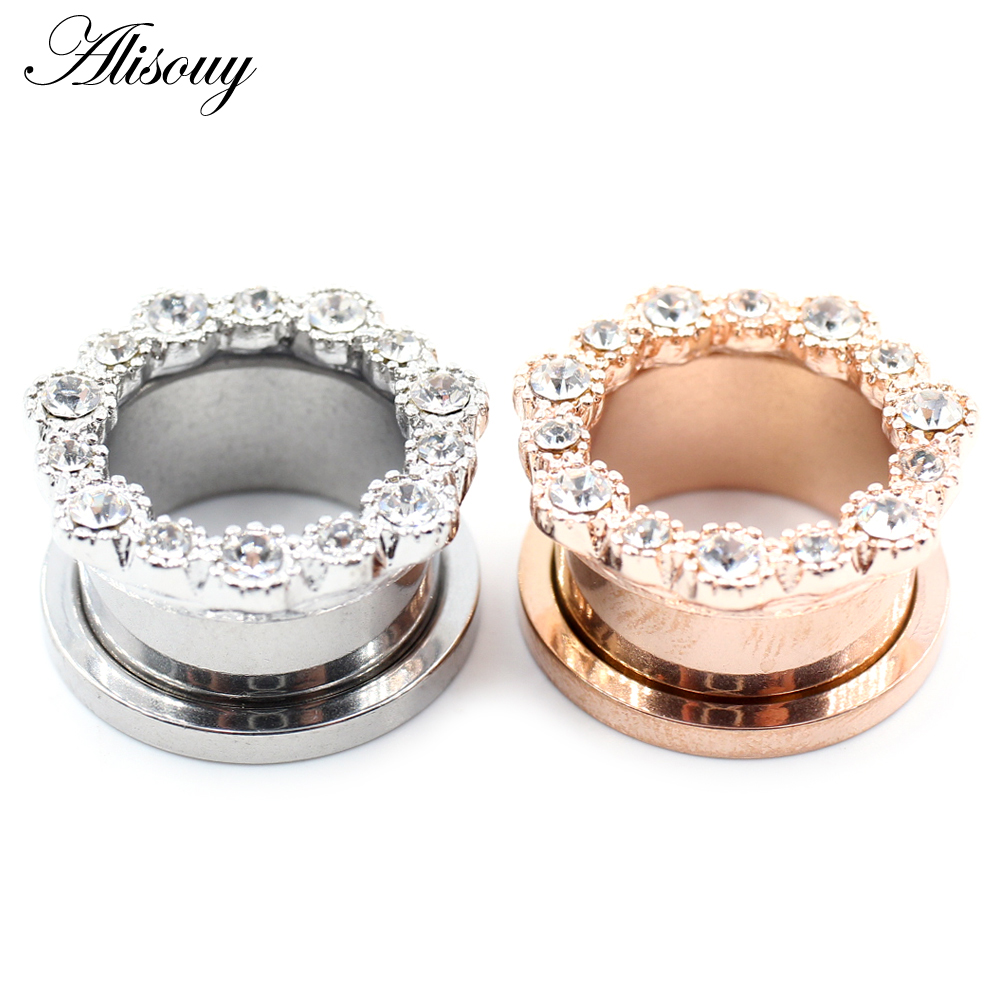 Alisouy 2pcs สแตนเลสดอกไม้ Zir - Body Jewelry Gauges บทวิจารณ์และราคา