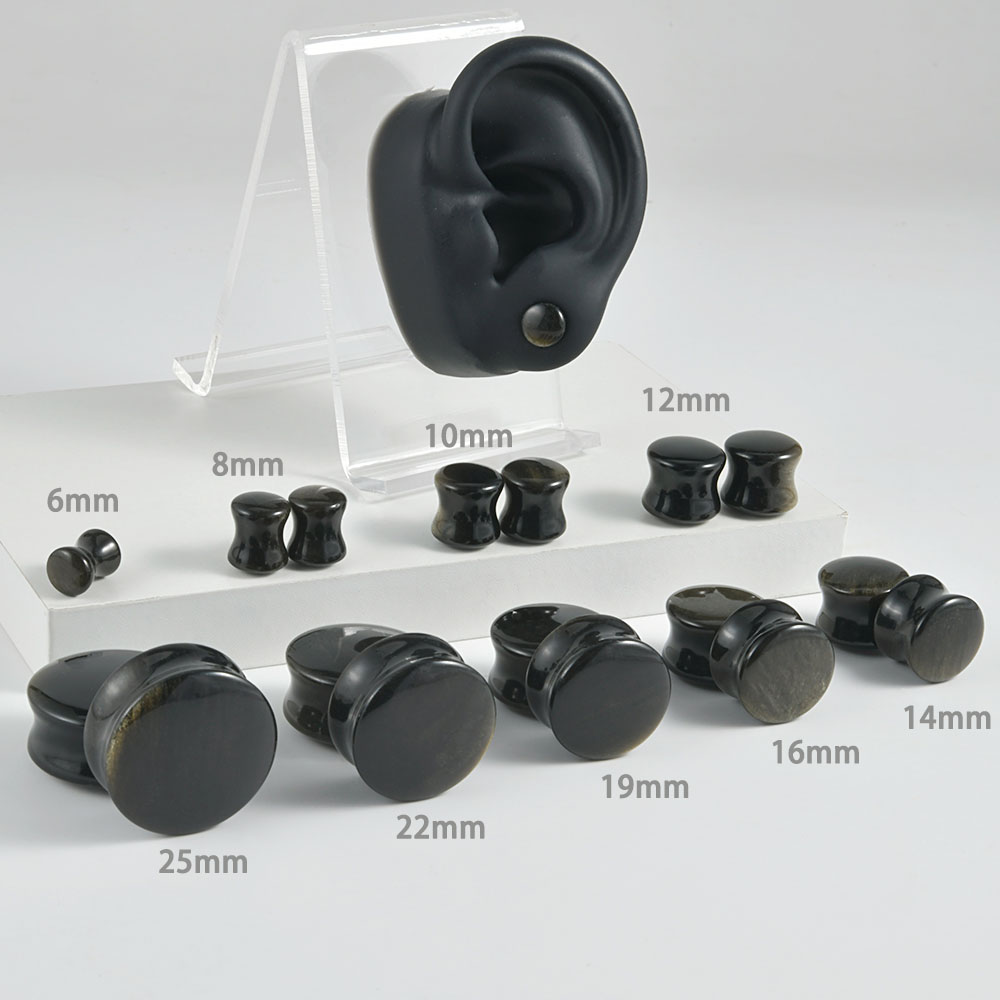 หินธรรมชาติสีดํา Double Flare  - Body Jewelry Gauges บทวิจารณ์และราคา